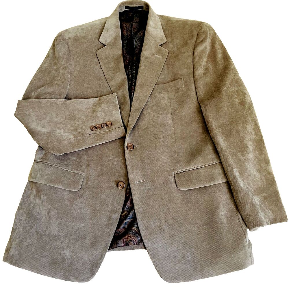 Lauren Ralph Lauren Corduroy Sports Coat Fine Wale 40 42 S Brown Beige Academia